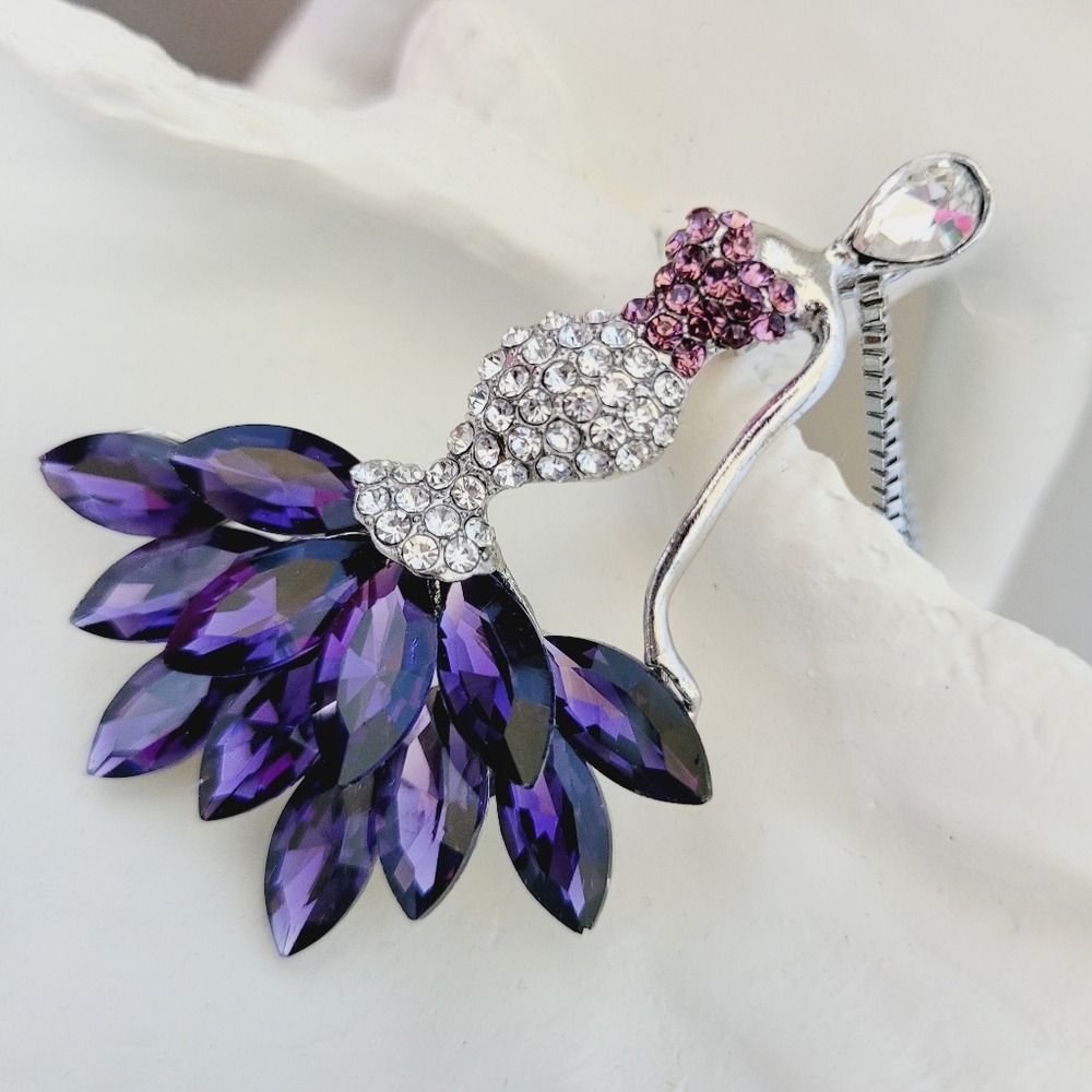 Lady Dressed in Crystals Brooch Pin Pendant Necklace NWT